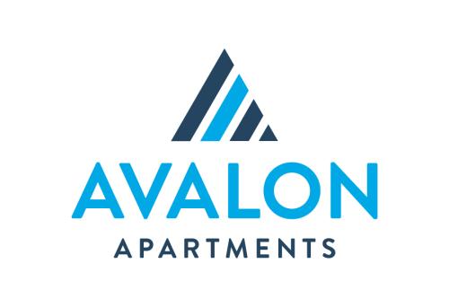 Blue text reading "Avalon Apartments"