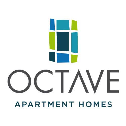 Gray and blue text that reads, "Octave Apartment Homes"