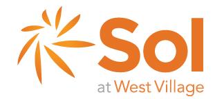 In orange text it reads "Sol at West Village"